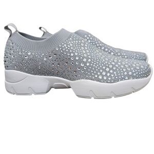 Lauren Lorraine Carry Silver Embellished Sparkle Slip On Sneakers Size 9.5